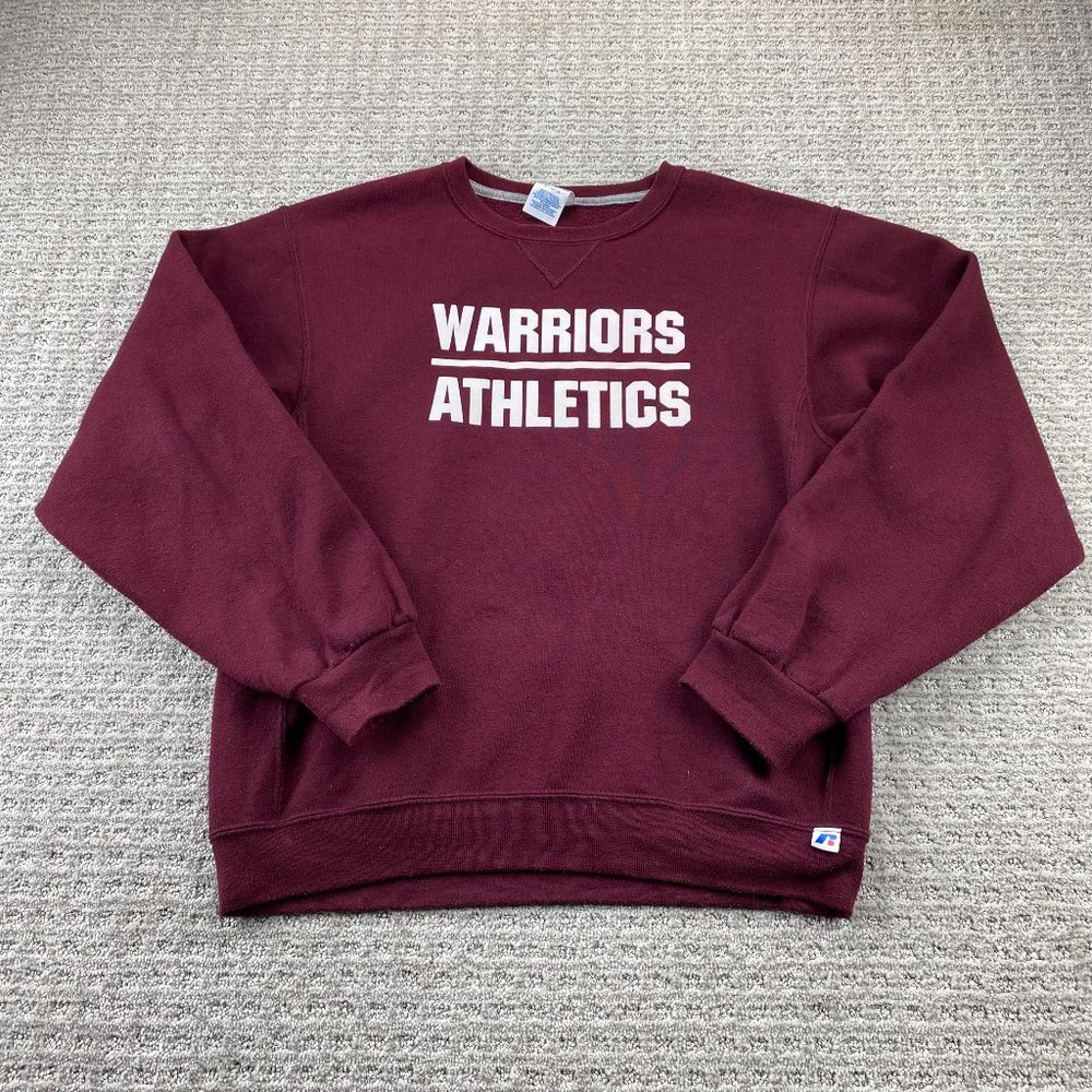 Russell Warriors Athletics Sweater Men Small S Burgundy Crew Neck BURNSTAND
